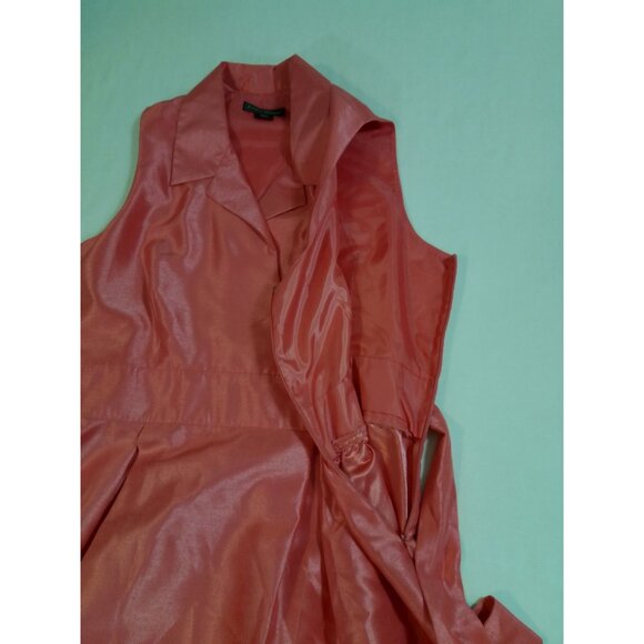 Jessica Howard Sleeveless Pink Satin Wrap Dress Belt Colorblock Hemline size 18 - Picture 9 of 16
